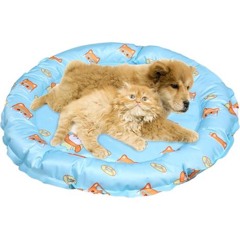 Kühlmatte für Hunde und Katzen, automatische Kühlung, ungiftige Gelmatratze, strapazierfähig, kratzfest, für Kleintiere, blau, 68 cm Durchmesser (1/5)