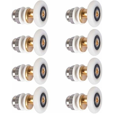 FENOPLASTICARoulette Porte Douche, Roulettes de Porte Coulissante Cabine de Douche Porte Poulies Roue de Rechange pour Rouleau avec Diamètre de Roues 27mm, 8 Pièces (1/5)