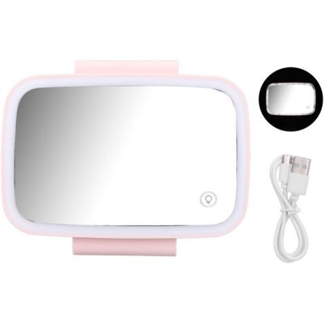 BUNTHAUS Pare-soleil de voiture, miroir de maquillage, éclairage LED périphérique, écran tactile, installation facile grâce à son clip arrière rétractable, rose