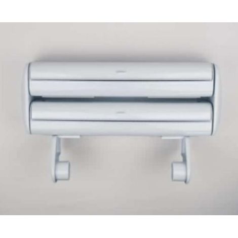 FPLUS portarrollos triple blanco , Este producto es un portarrollos de cocina triple, diseñado para ofrecer practicidad en la organización de diferentes tipos de rollos en la c
