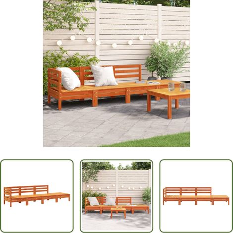 vidaXL Kiefer - Gartensofa 4-Sitzer Wachsbraun Massivholz Kiefer (1/5)