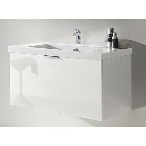 Meuble sous-vasque + vasque en céramique EPIL blanc brillant 1 tiroir 860x550x510mm (1/3)