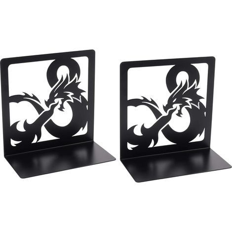 Bookends - Metal Bookend With Dragon Design - For Bookshelf Desk Organization - 1 Pair (1/5)
