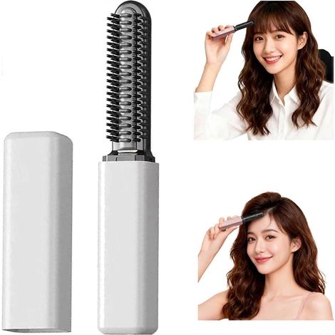 Mini lisseur pour frange sans fil 2026 brosse chauffante rapide USB Type-C lisseur portable pour cheveux (1/5)