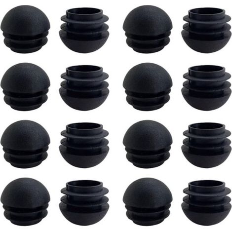 16 pièces - inserts pour pieds de chaise - Protection de sol - protection antidérapante contre les pieds de chaise - bouchons en plastique - 222224mm - rond - diamètre 22 mm - noir (1/3)