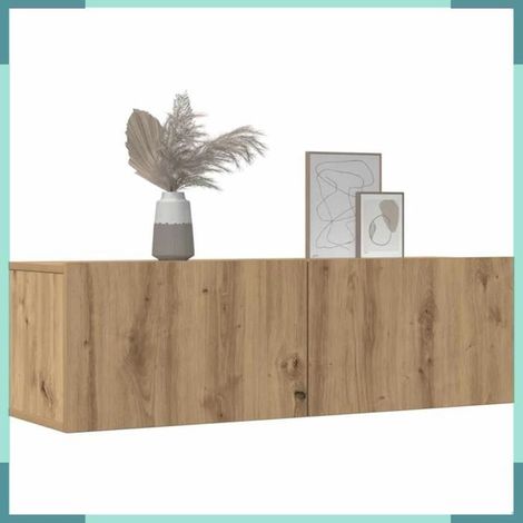 857018 Meubles TV muraux 2 pcs chêne artisanal 100x30x30 cm (1/5)