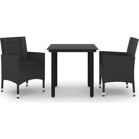 Maison Exclusive - 3-tlg. Garten-Essgruppe mit Auflagen Poly Ratt