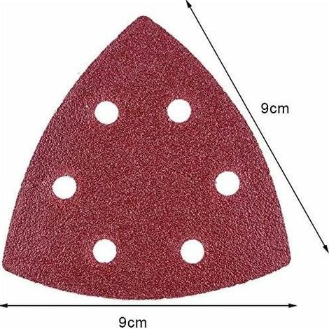 VURAHOME - 100 Stück Delta-Schleifer-Dreiecke, 6 Löcher, 93 x 93 x 93 mm, für Delta-Schleifer, Schleifblätter, Klett-Schleifpads (100 Stück) (1/4)