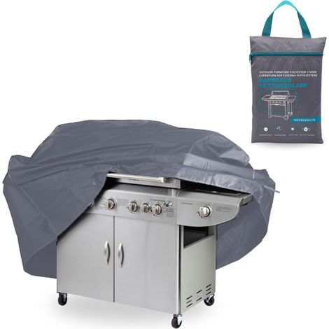 Telo impermeabile per copertura Barbecue - mis.105x60x95 cm - Telo in tessuto 210D ideale per proteggere il Barbecue da polvere, pioggia e raggi UV - Grigio (1/5)