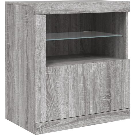 Aparador buffet cómoda armario mueble organizador cocina salón salón con luces LED Sonoma 60,5 x 37 x 67 cm gris 020030079 (1/5)