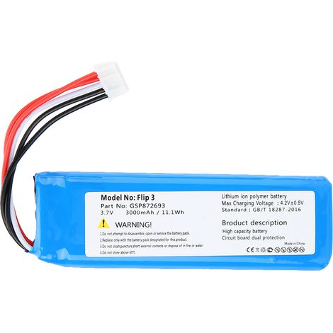 Batterie lithium rechargeable 3.7V 3000mAh pour Flip 3, pile de remplacement haute capacité. (1/5)