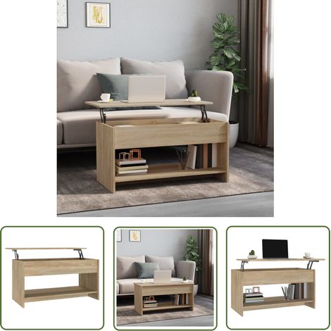 The Living Store Couchtisch Sonoma-Eiche 102x50x52,5 cm Holzwerkstoff - Couchtisch - Esszimmertisch - Wohnzimmereinrichtung - Holzwerkstoff - Sonoma-Eiche (1/5)