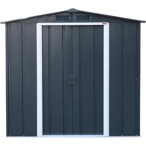 Abri de jardin en métal 3,68 m2 - Kit d'ancrage inclus - Gris anthracite (1/5)