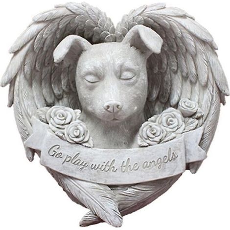 Monument pour chien et chat - Ailes d'ange - Pierre tombale commémorative - Statue en résine - Ornement artisanal - Décoration de jardin pour la maison (1/5)