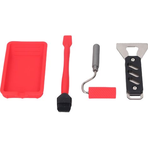 Kit applicateur de colle à bois en alliage d'aluminium et silicone, réutilisable et portable, avec pinceau et applicateur en silicone pour le travail du bois. (1/5)