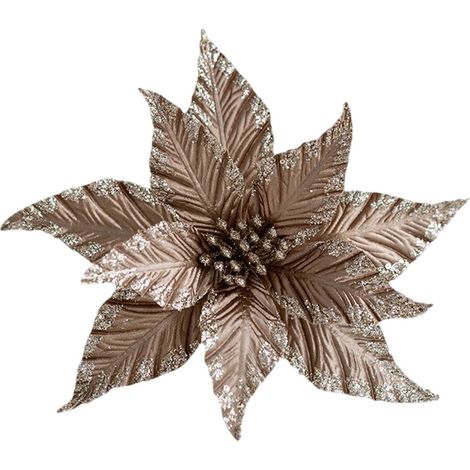 Fleurs Artificielles Magnolia - 6 Pièces - 25 x 15 cm - Tiges avec Paillettes - Décoration Arbre de Noël et Couronne (1/5)