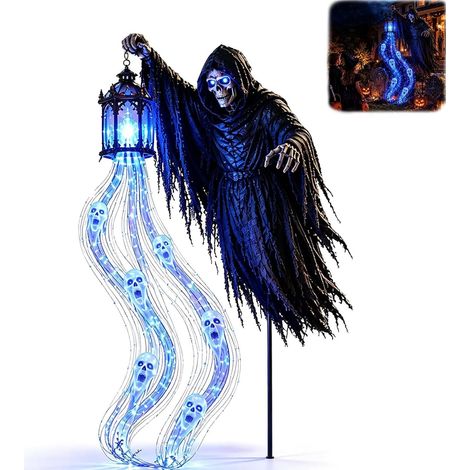 Lumière De Jardin Animée Halloween Soul Harvester, Fantôme Brillant (1pc) Décoration Lumineuse Animée De La Faucheuse Pour H(L021) (1/5)