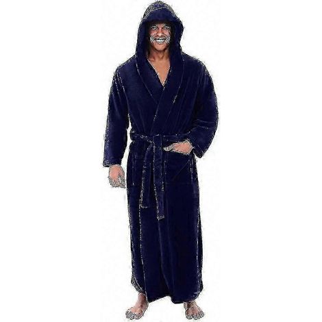 Herren-Bademantel mit Kapuze, langes Modell für Spa, Hotel und Zuhause, ultraweicher Fleece-Frottee, warm und bequem nach dem Baden, Einheitsgröße. (1/5)