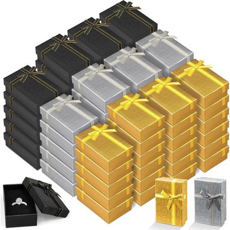 Lot de 72 Boîtes Cadeaux pour Bijoux, Petites Boîtes en Carton avec Ruban (1/5)