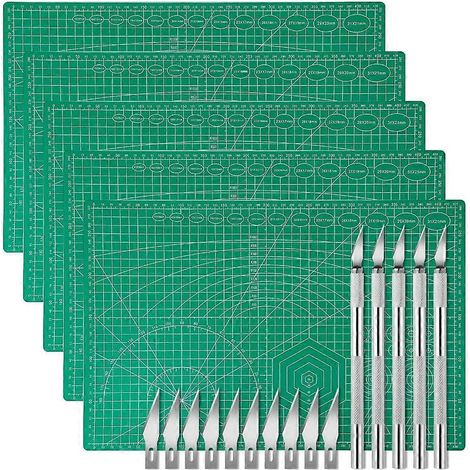 Set aus 5 selbstheilenden Schneidematten und Präzisionsmesserset für Kunsthandwerk, Scrapbooking und Patchwork. (1/5)