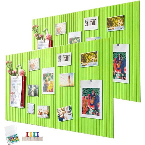 Lot de 2 tableaux décoratifs en feutrine, 60 x 40 cm, tableau d'affichage, 0,9 cm d'épaisseur, pliables et munis de ruban adhésif pour photos. Idéaux pour l'école, la maison, la cuisine ou le bureau.  (1/5)