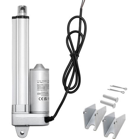 Actionneur Linéaire 12V, Course 101,6mm, IP65 Étanche, 3000N 5mm/s avec Supports de Montage pour Traqueurs Solaires, Machines Industrielles, Ouverture de Porte (1/5)
