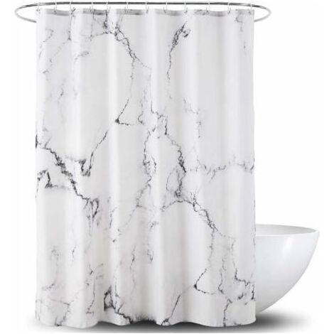 Rideau de douche imperméable en polyester 180 x 200 cm – Ourlet renforcé – Lavable en machine – Motif marbre – Œillets métalliques (1/5)