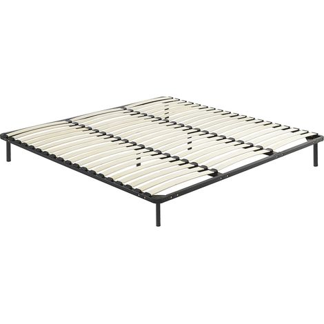 Sommier cadre à lattes 200 x 200 cm - 3x19 lattes - Avec pieds - Noir - KALISTA de YSMÉE