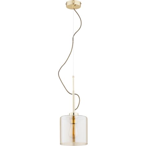 Suspension décorative dorée avec abat-jour en verre ambré, 1 lumière E27 15 W KAMEA Alfa (1/2)