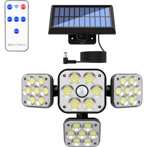 Lumière murale solaire TY05138 avec détecteur de mouvement – Pour jardin extérieur (180 LEDs, mode automatique, IP65, sans fil)