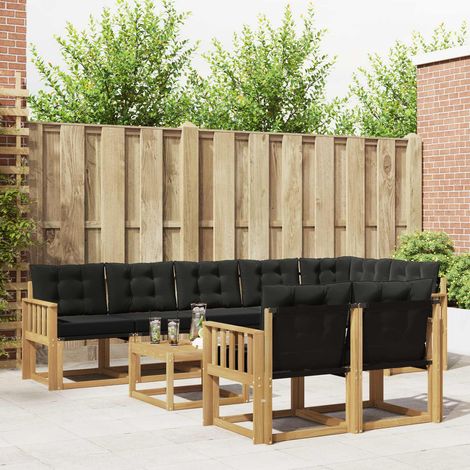 vidaXL Ensemble de canapés d'extérieur 9 pcs Blanc et noir (1/5)