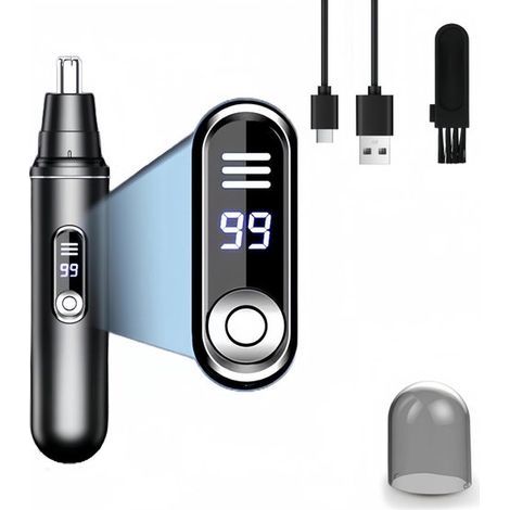 Longziming - Tondeuse nez - Tondeuse de précision - Tondeuse oreilles - Rechargeable par USB-C - Lames rotatives à 360° en acier inoxydable - Étanchéité IPX7 - Indicateur de batterie LED (1/5)