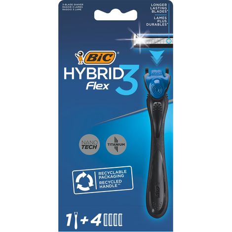 Rasoio da uomo BIC HYBRID FLEX 3, 1 manico + 4 cartucce (1/5)