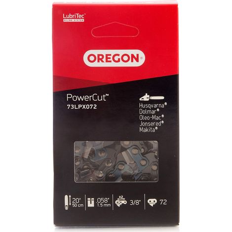 Oregon 73LPX PowerCut Catena per Motosega da 72 Maglie di Trasmissione, Adatta a Barre da 20 pollici (50 cm), Compatibile con Husqvarna, Echo, Makita, Efco ed altre marche (1/4)