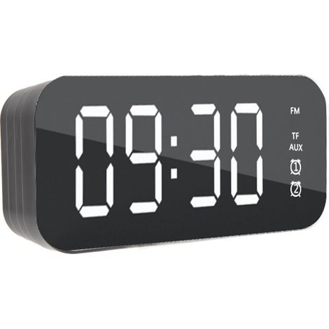 Réveil à surface miroir avec haut-parleur Bluetooth, réveil numérique sans fil avec haut-parleur Bluetooth pour téléphone portable et ordinateur