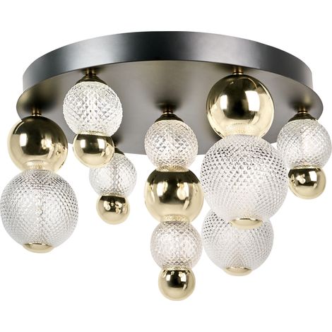 Lámpara LED de techo pantalla de vidrio base de metal estilo glamuroso dorado SORA