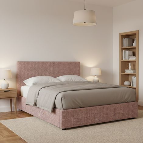 Letto Piazza e Mezza Carlisle, Sfoderabile, Contenitore Made in Italy, Rosa Antico (1/4)
