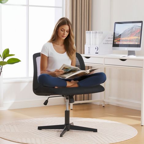 Bürostuhl mit Rollen,höhenverstellbar,360°drehbar,Samtbezug,max.200 kg Belastbarkeit,armloser Bürostuhl für Wohn-oder Schlafzimmer,Schwarz