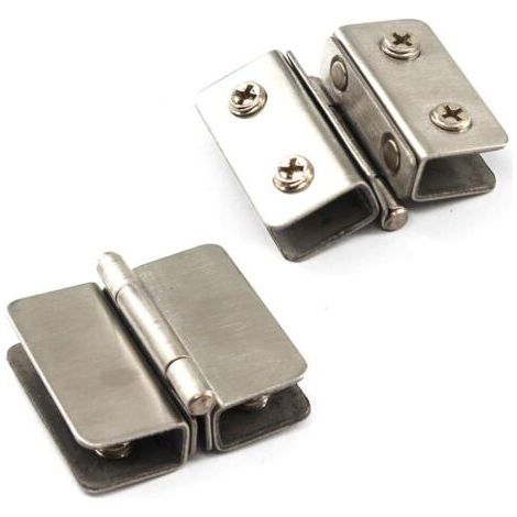 Kit de charnière de porte en verre à 180° en alliage de zinc avec double pince de serrage avec vis, verre adaptatif de 5 à 8 mm