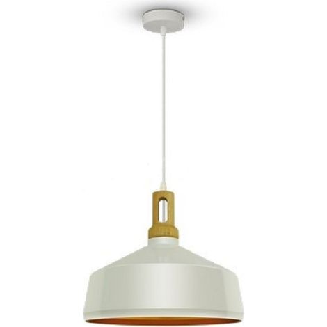 LAMPADARIO CON PORTALAMPADA PARABOLA BIANCA BASE IN LEGNO AMPIO 350 (1/5)