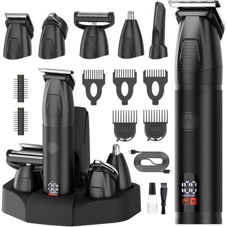 Tondeuse à cheveux et à barbe pour hommes Manscape, kit de soin étanche 6 en 1, utilisation sur peau sèche ou humide, rechargeable avec station d'accueil. (1/5)