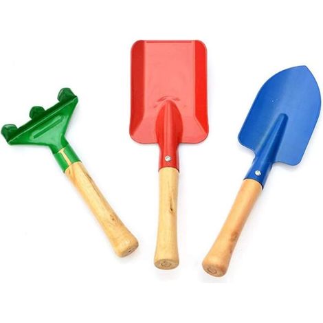 3pcs Kindergarten Hand Tools, Mini Garden Plant Shovel with Wooden Handle, Safe Shovel with Small Rake, Shovel and Trowel, Garden Toys (Suitable for Toddlers), 1 Set (1/5)