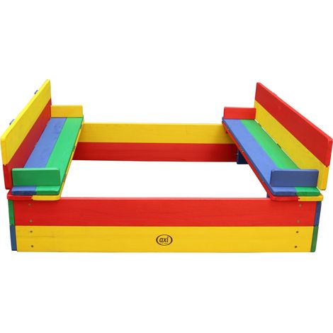 Axi Ella Bac À Sable Enfant Multicouleur - 100 X 95 Cm Bac À Sable Pour Enfants En Bois Fsc Avec Couvercle & Banc