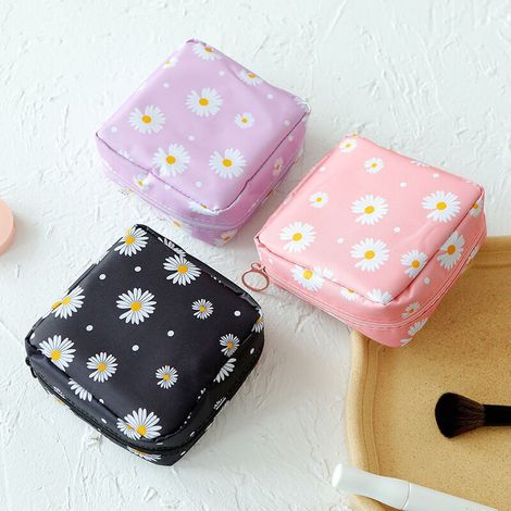 Sac de rangement pour serviettes hygiéniques, organiseur Portable de stockage pour serviettes hygiéniques tampons coton 3pcs (1/5)