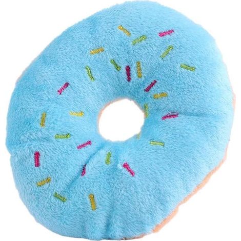 jouet en peluche bleue en forme de donut pour animal de compagnie, jouet couineur en forme de beignet pour animal de compagnie, jouet couineur en peluche pour chien (1/5)