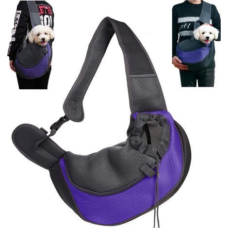 Sac à dos de voyage souple et respirant pour chat et chien (1 pièce, violet) (1/3)