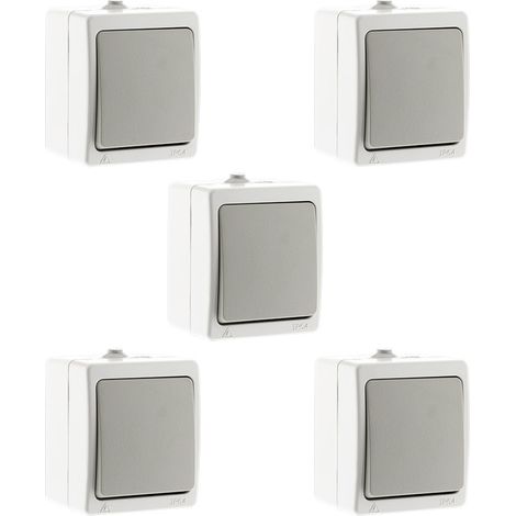 5 va et vient simples - Gris Clair IP54 - Akya - Zenitech