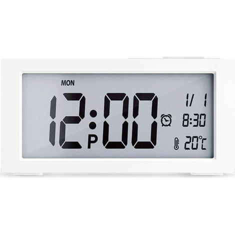 MINKUROW Sveglia Digitale Con Tester Di Temperatura Display Data E Ora Retroilluminazione Luminosità Regolabile Orologio Da Comodino In Camera Da Letto Bianca (1/5)