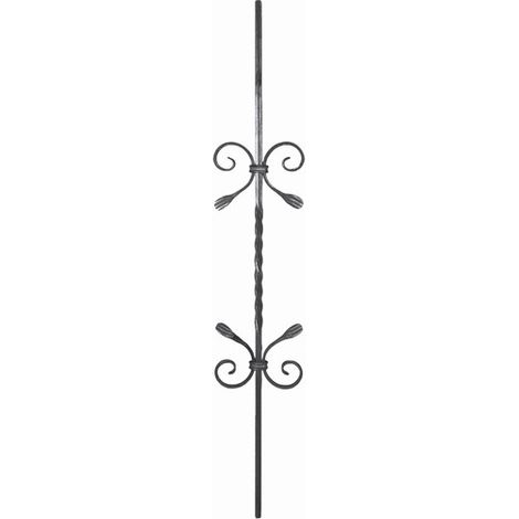 Barreau semi torsadé avec motif volutes - Hauteur 950mm Largeur 160mm carré de 12mm - Fer forgé - À souder - DECO FER FORGE