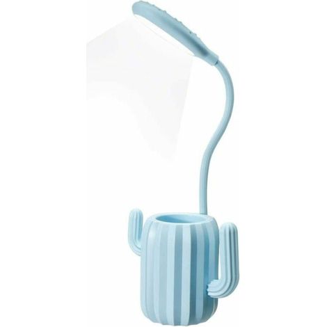 Lampe de Bureau Sans Fil, Lampe de Table Liseuse LED Tactile Luminosité Ajustable avec Pot à Crayon Bureau Décoration Cadeau Originale pour Ado Fille Enfant - Bleu